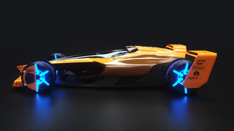 Illustration for article titled McLaren's Concept of F1 in 2050 Is Like a Futuristic Video Game You Never Expected Become Reality